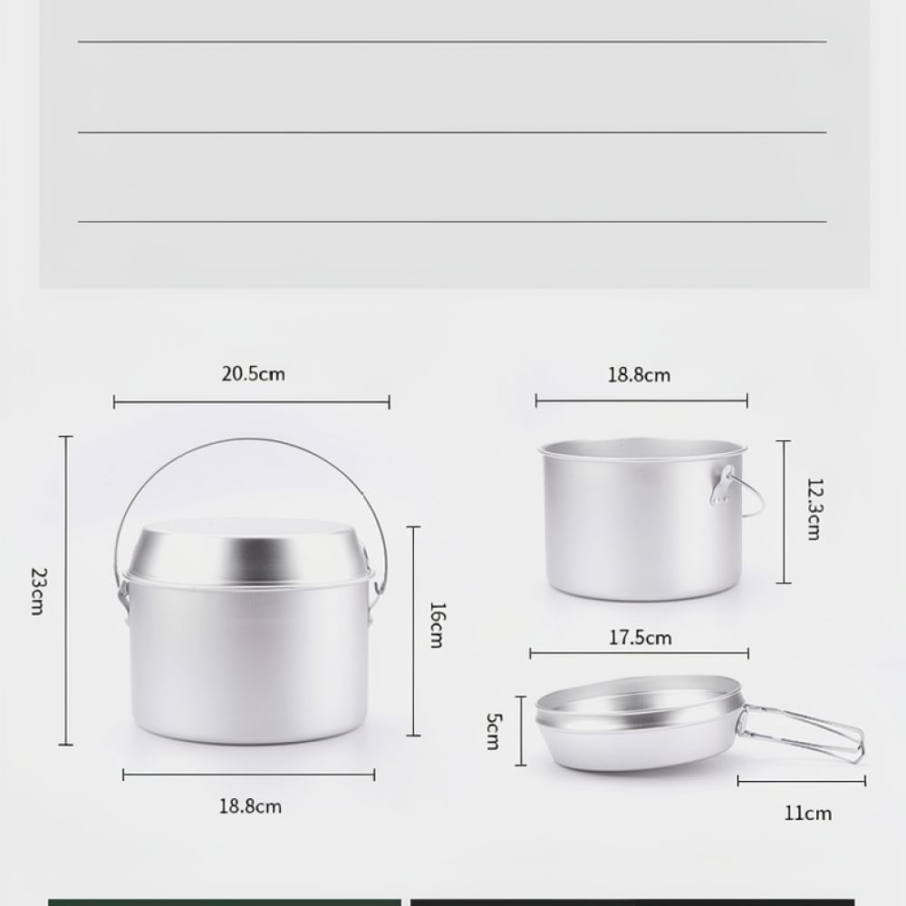 Camping Cooking Dining Set - مجموعة أواني طهي من الألومنيوم للاستخدام