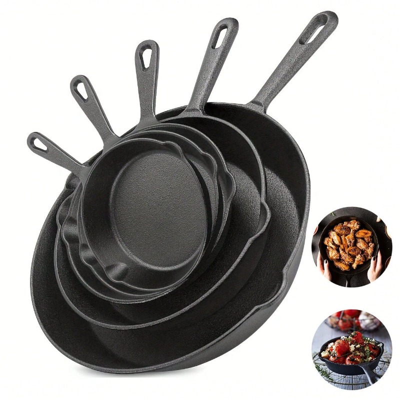 Quality Camping Cooking Set - مقلاة حديدية سوداء، متوفرة بكميات 3/4/5