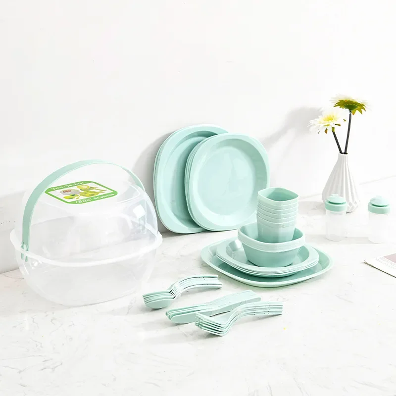 طقم أدوات مائدة بلاستيكية محمو - مراجعة Camping Cooking Dining Set وسعره