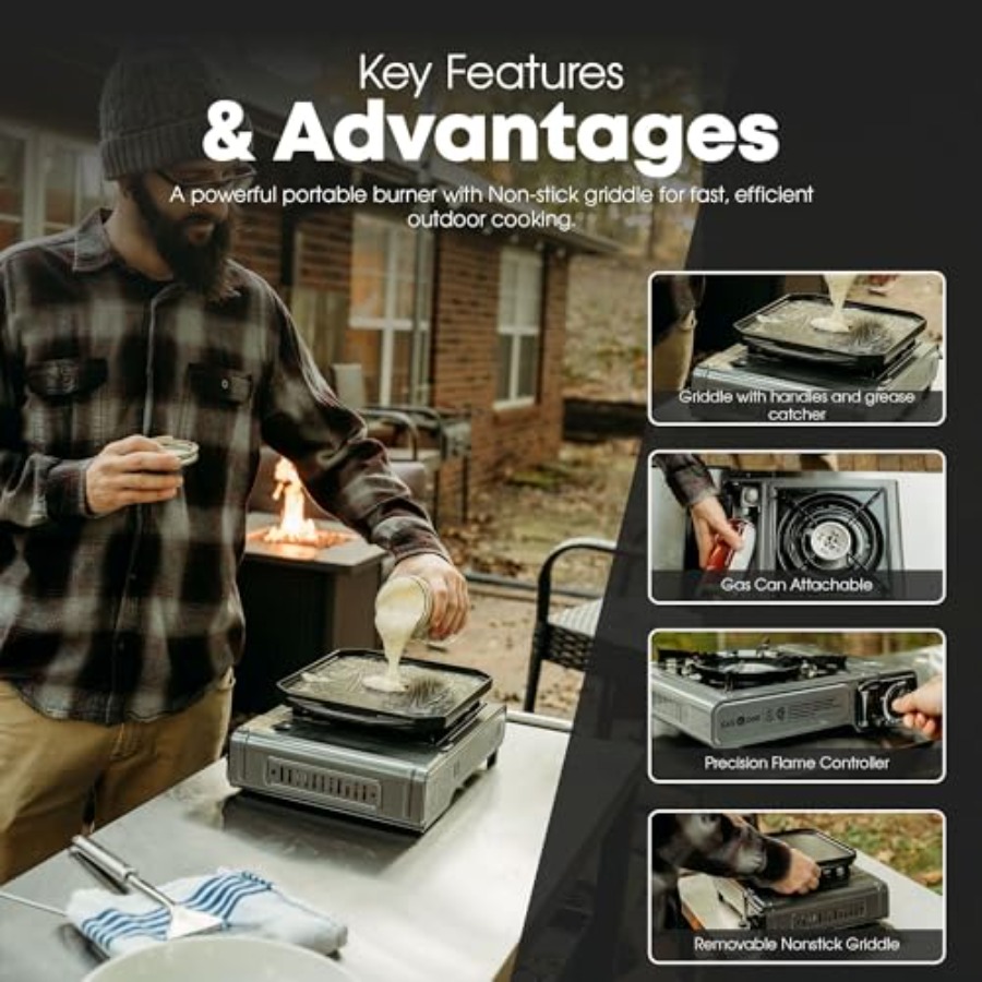 موقد غاز البوتان GasOne GS-100 - مراجعة Camping Cooking Flat Top وسعره