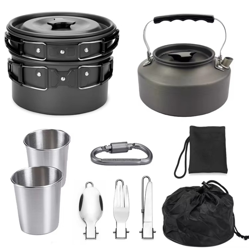 موقد تخييم خفيف الوزن عالي الج - مراجعة Quality Camping Cooking Set وسعره